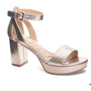 CL BY CHINESE LAUNDRY Go On 2 Wide Dress Heel Sandal Metallic Gold NWOT 8 wide